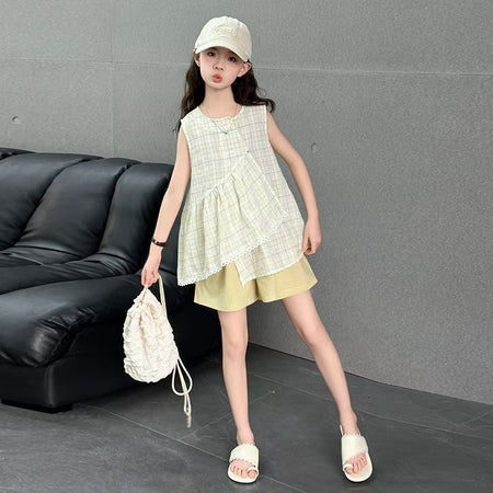 Girls Vest & Shorts Summer Two-Piece Set – Breathable Kids Fashion Nepal | Tudoholic