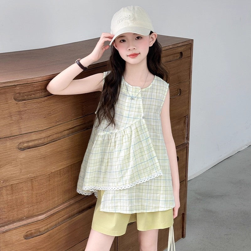 Girls Vest & Shorts Summer Two-Piece Set – Breathable Kids Fashion Nepal | Tudoholic