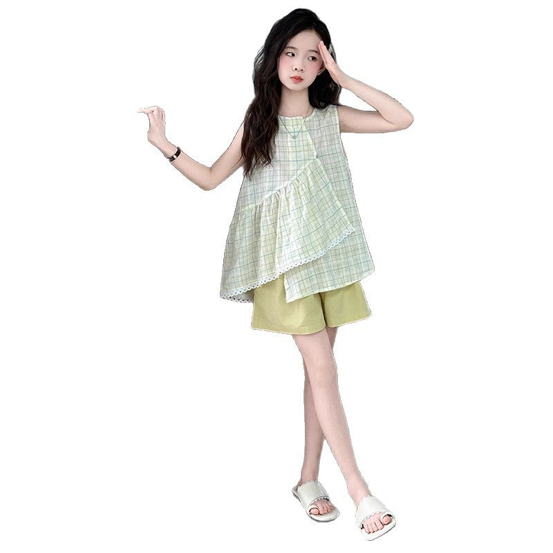 Girls Vest & Shorts Summer Two-Piece Set – Breathable Kids Fashion Nepal | Tudoholic