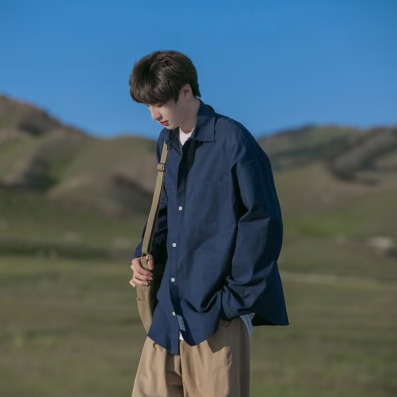 Men’s Japanese Style Long Sleeve Casual Shirt