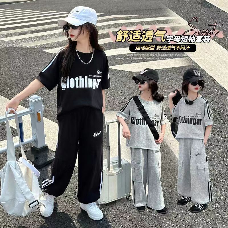 Girls Letter Print Overalls & T-Shirt Set – Street Style Kids Clothes Nepal | Tudoholic