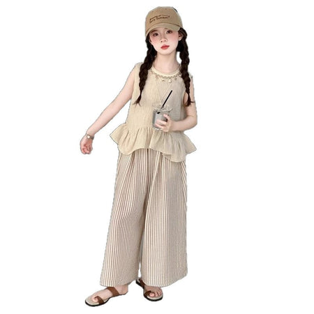 Girls Ruffled Vest Top Two-Piece Set – Feminine Kids Outfit Nepal | Tudoholic