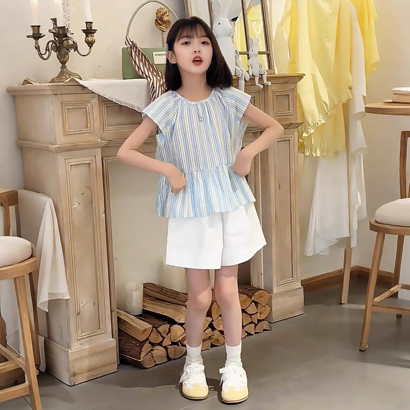 Girls Striped Shirt & Shorts Set – Summer Kids Clothes Nepal | Tudoholic