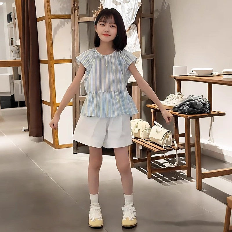 Girls Striped Shirt & Shorts Set – Summer Kids Clothes Nepal | Tudoholic