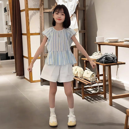 Girls Striped Shirt & Shorts Set – Summer Kids Clothes Nepal | Tudoholic
