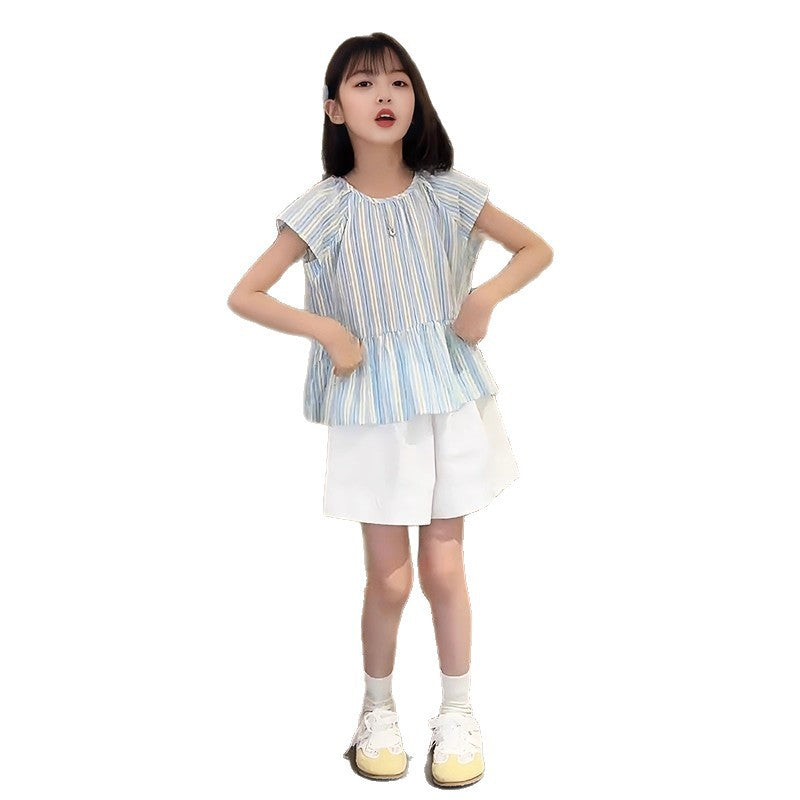 Girls Striped Shirt & Shorts Set – Summer Kids Clothes Nepal | Tudoholic
