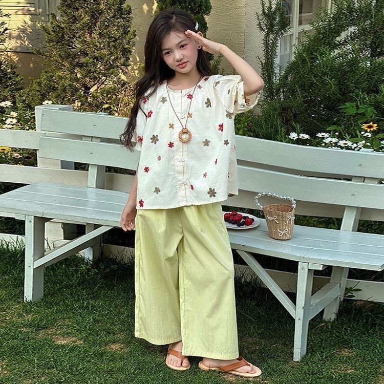 Girls T-Shirt & Wide Leg Pants Two-Piece Set – Casual Kids Outfit Nepal | Tudoholic