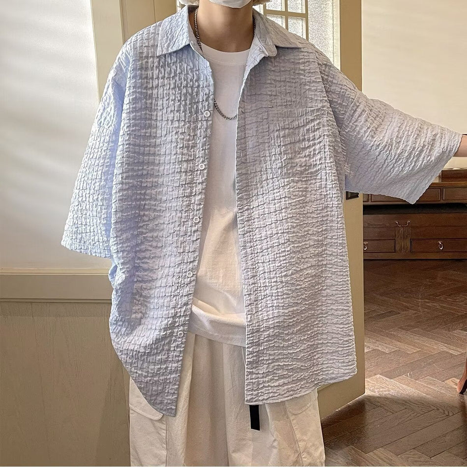 Men’s Japanese Striped Summer Casual Lapel Shirt