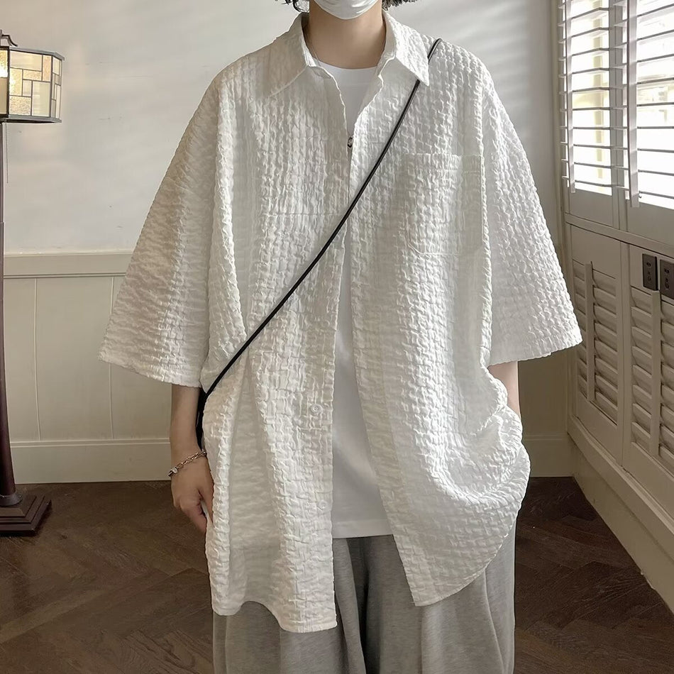 Men’s Japanese Striped Summer Casual Lapel Shirt