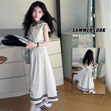 Girls Lapel Collar Top & Skirt Set – Elegant Kids Fashion Nepal | Tudoholic