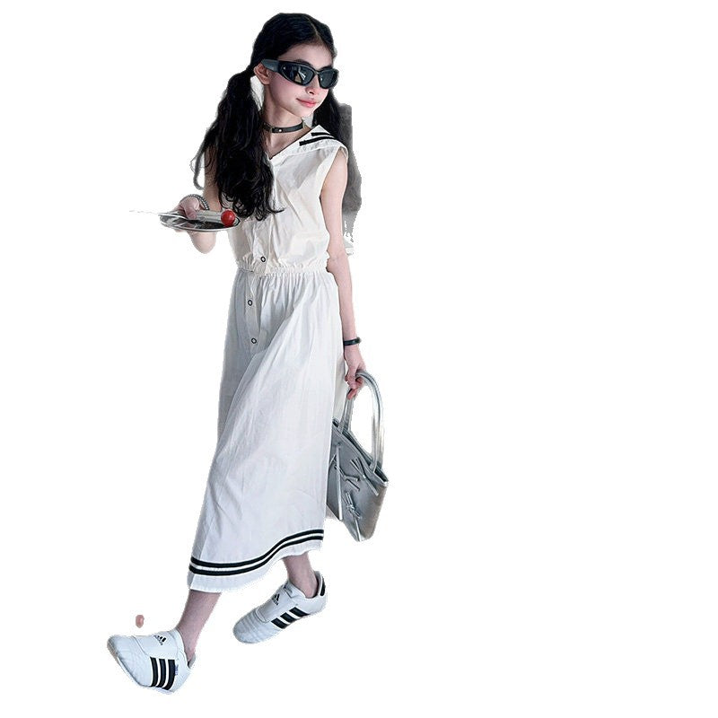 Girls Lapel Collar Top & Skirt Set – Elegant Kids Fashion Nepal | Tudoholic