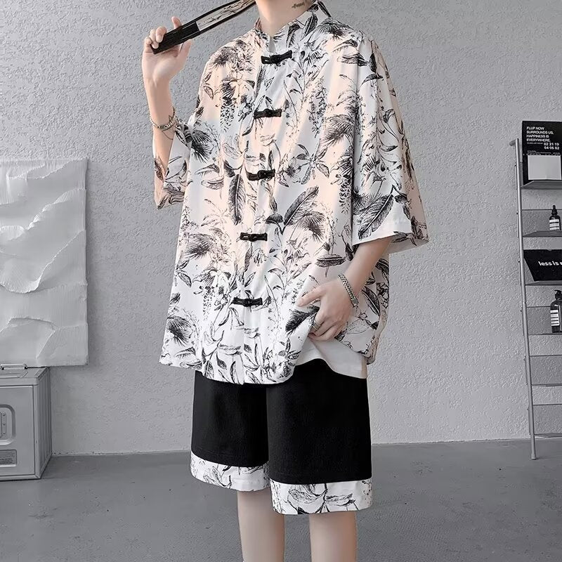 Men’s Chinese Style Stand Collar Summer Shirt