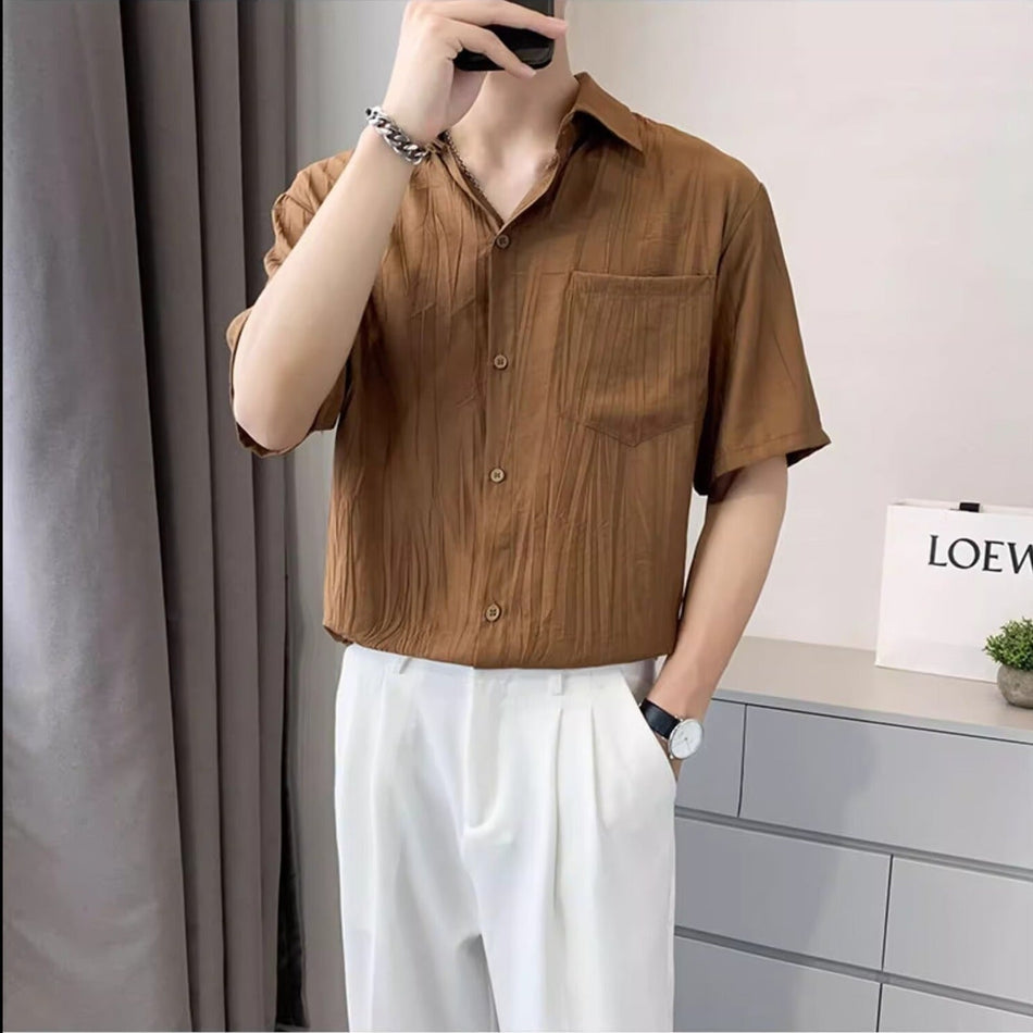 Men’s Loose Drape Summer Casual Shirt Half Sleeve