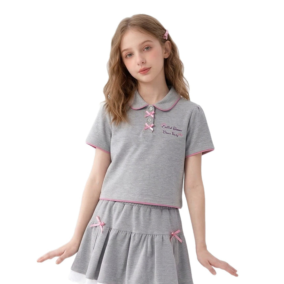Girls Lace Bow T-Shirt & Skirt Set – Cute Kids Clothes Nepal | Tudoholic