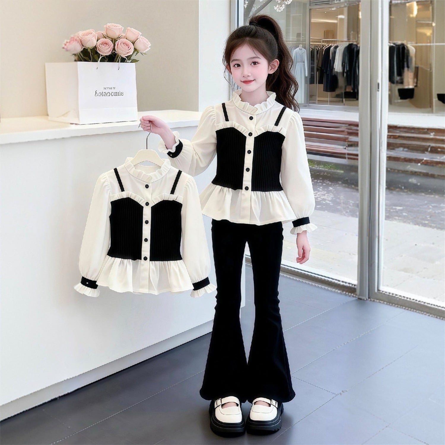 Girls Sling Shirt Spring Two-Piece Set – Stylish Kids Outfit Nepal | Tudoholic