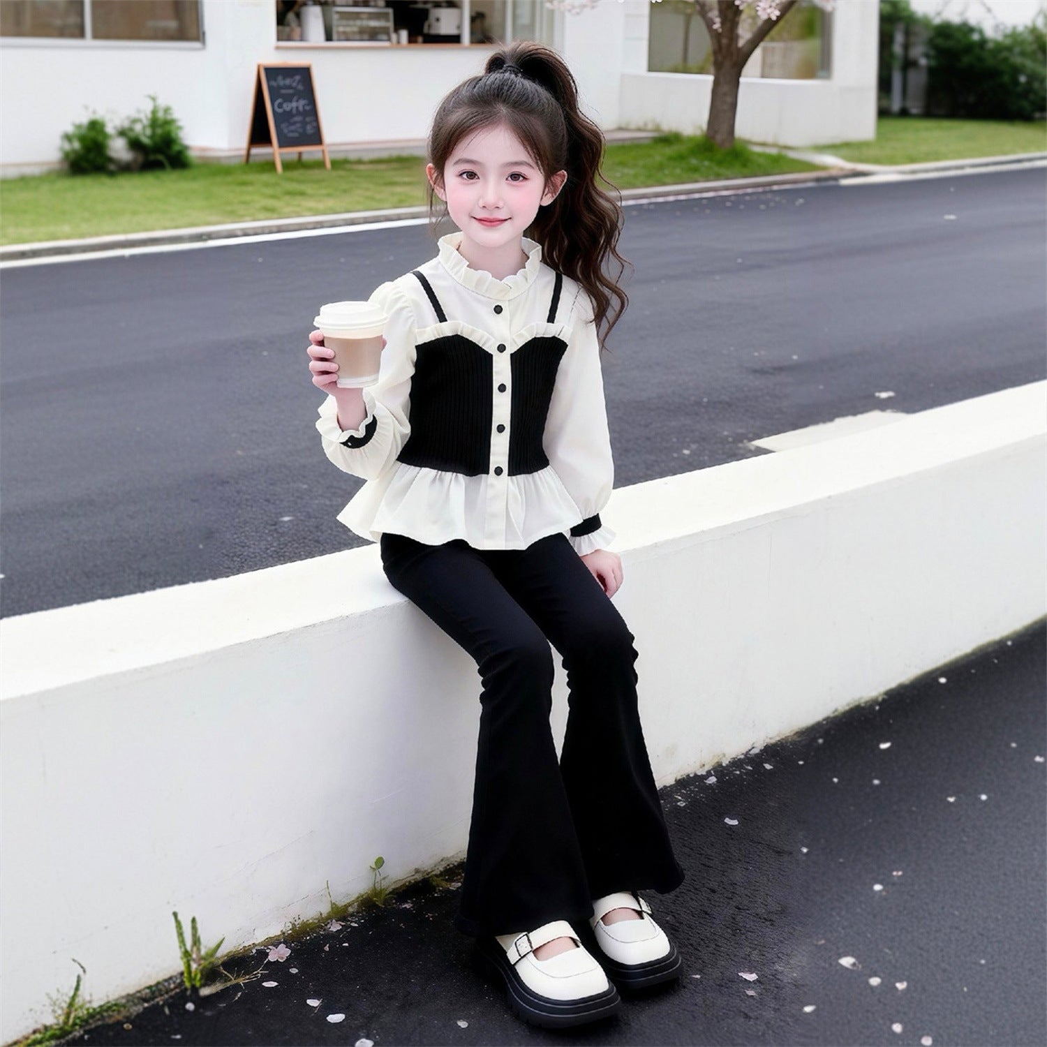 Girls Sling Shirt Spring Two-Piece Set – Stylish Kids Outfit Nepal | Tudoholic