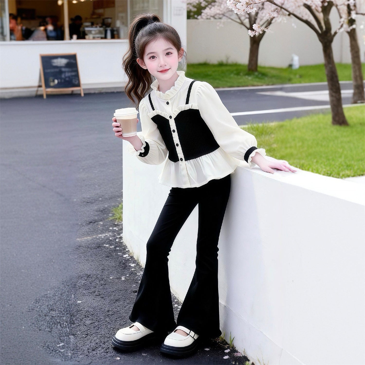 Girls Sling Shirt Spring Two-Piece Set – Stylish Kids Outfit Nepal | Tudoholic