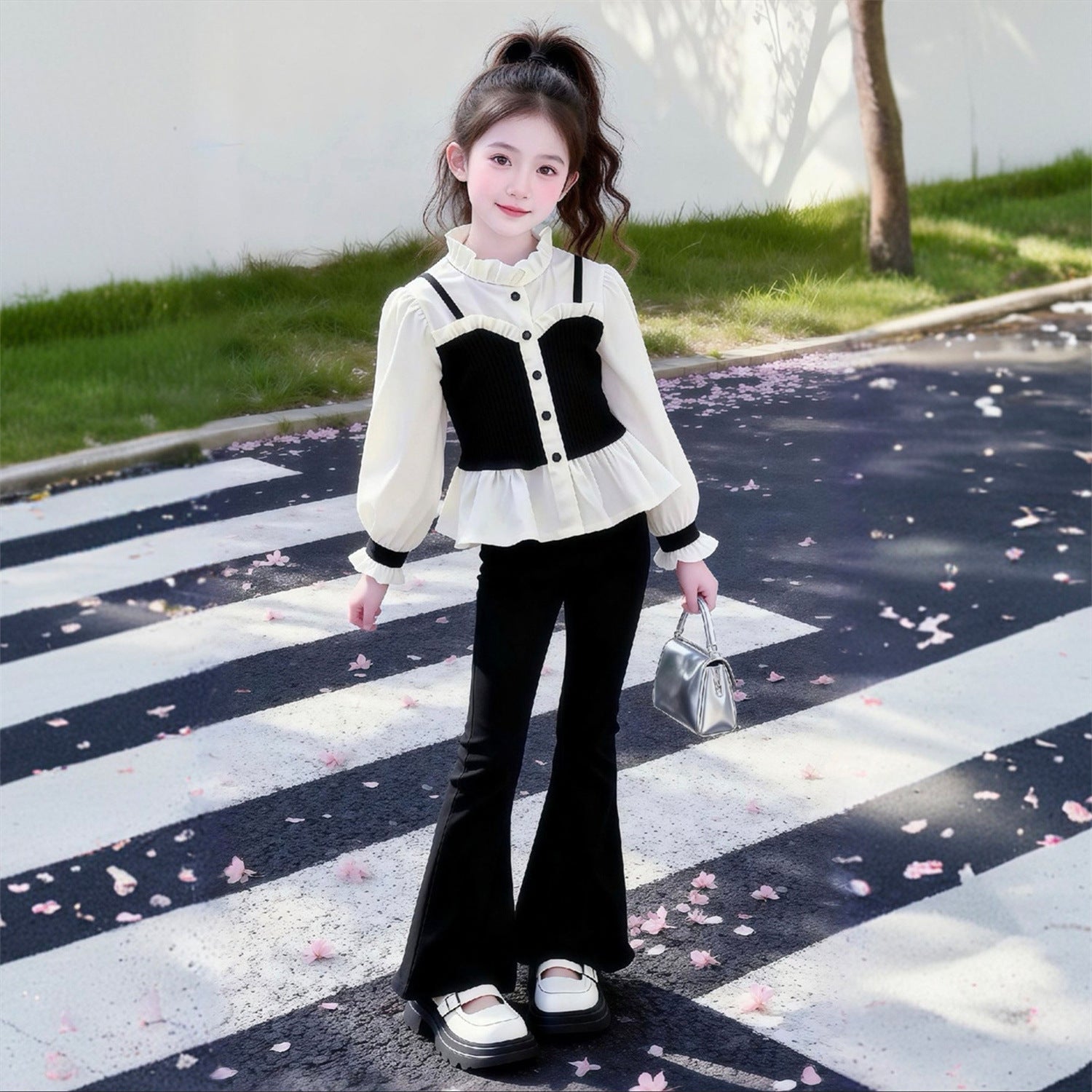 Girls Sling Shirt Spring Two-Piece Set – Stylish Kids Outfit Nepal | Tudoholic