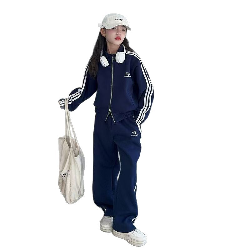 Girls Korean Stripe Pants Two-Piece Set 2026 – New Kids Fashion Nepal | Tudoholic