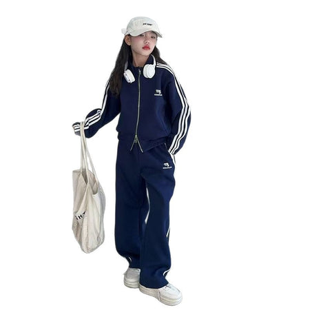 Girls Korean Stripe Pants Two-Piece Set 2026 – New Kids Fashion Nepal | Tudoholic