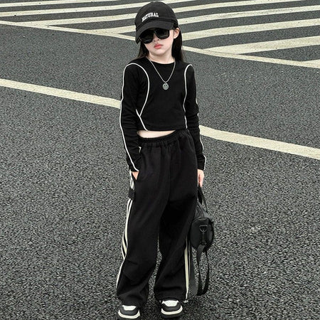 Girls Striped Spring Casual Two-Piece Set – Everyday Kids Outfit Nepal | Tudoholic