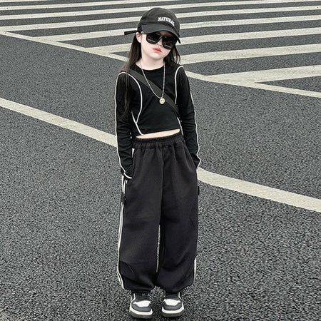 Girls Striped Spring Casual Two-Piece Set – Everyday Kids Outfit Nepal | Tudoholic
