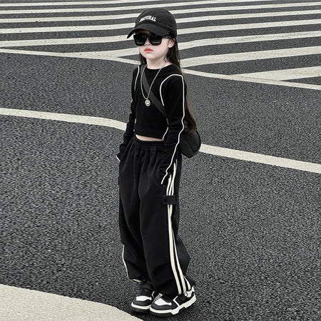 Girls Striped Spring Casual Two-Piece Set – Everyday Kids Outfit Nepal | Tudoholic