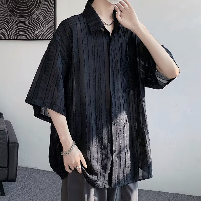 Men’s Ice Silk Summer Casual Lightweight Shirt