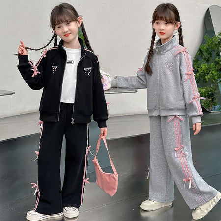 Girls Korean Cardigan Sports Two-Piece Set – Casual Kids Fashion Nepal | Tudoholic
