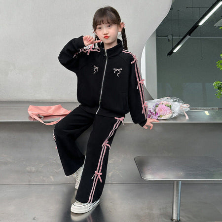 Girls Korean Cardigan Sports Two-Piece Set – Casual Kids Fashion Nepal | Tudoholic