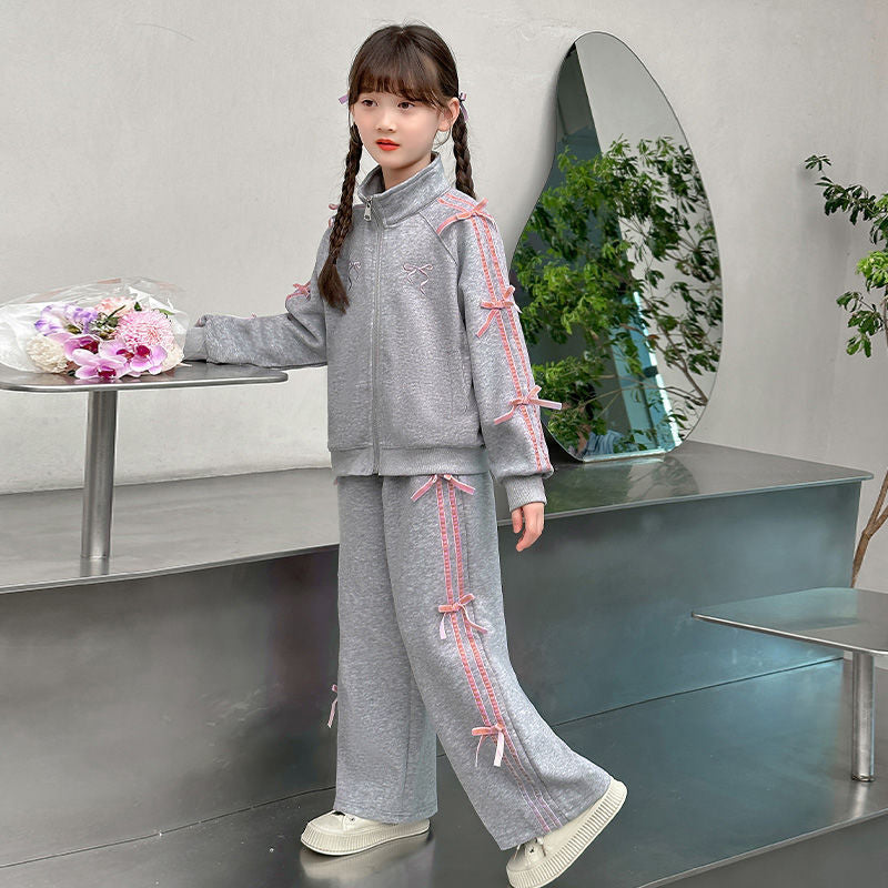 Girls Korean Cardigan Sports Two-Piece Set – Casual Kids Fashion Nepal | Tudoholic