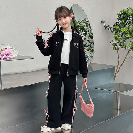 Girls Korean Cardigan Sports Two-Piece Set – Casual Kids Fashion Nepal | Tudoholic