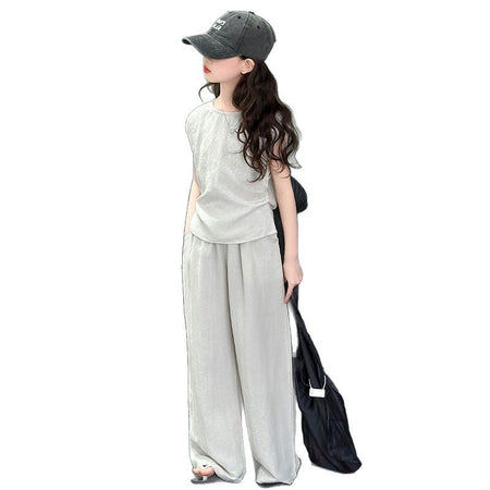 Girls Sleeveless Top & Wide Leg Pants Set – Korean Kids Outfit Nepal | Tudoholic