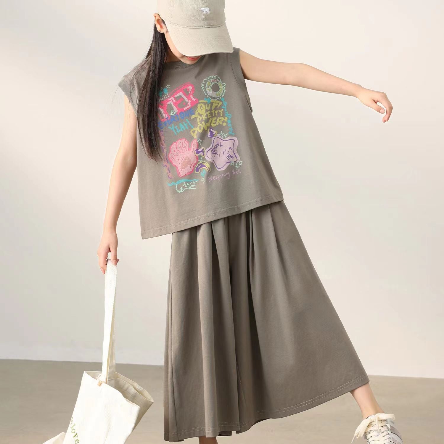 Girls Sleeveless Print Summer Two-Piece Set – Light Kids Fashion Nepal | Tudoholic