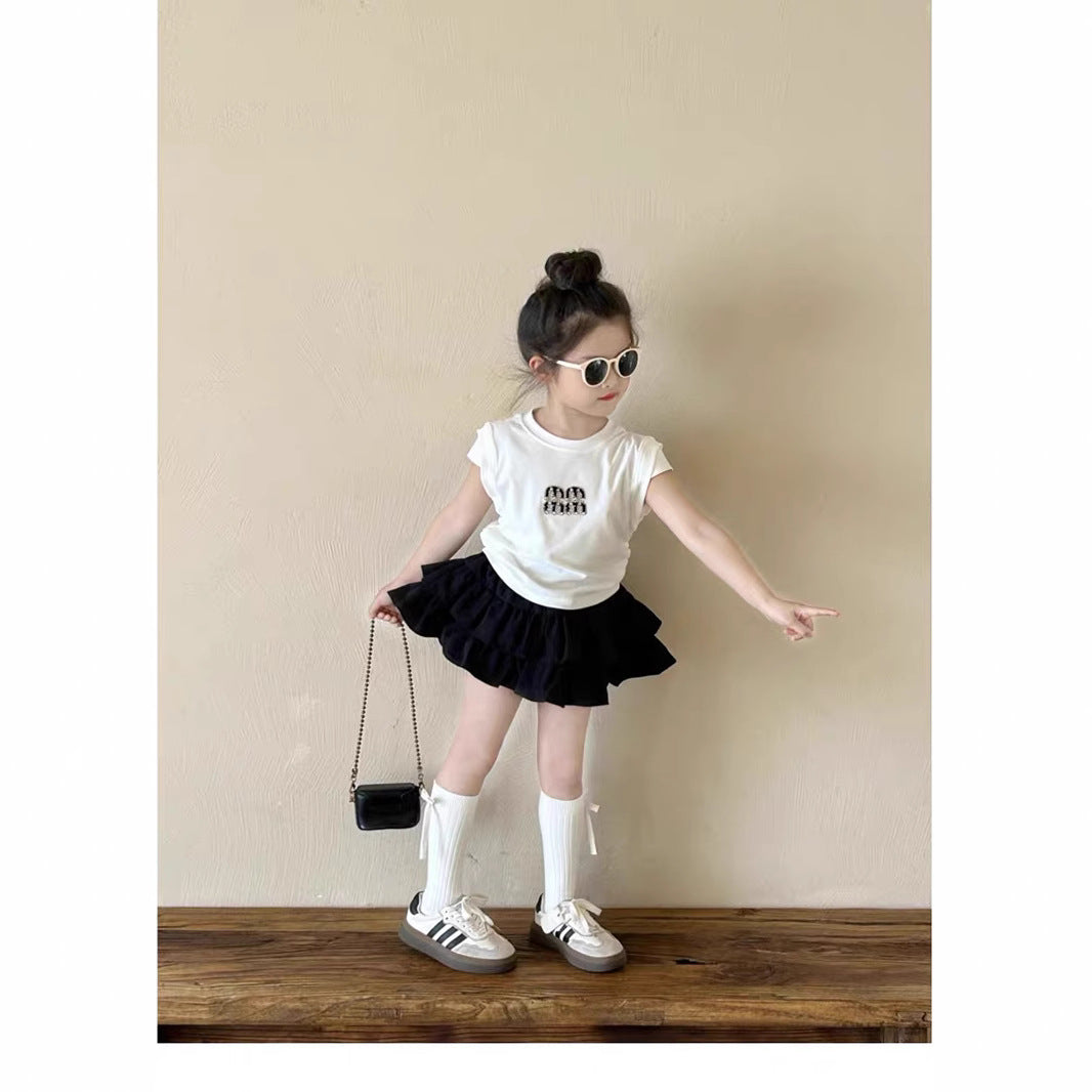 Girls Letter Print T-Shirt & Cake Skirt Set – Korean Kids Fashion Nepal | Tudoholic