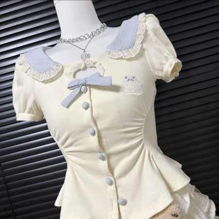 Girls Cake Dress Collar Two-Piece Set – Sweet Kids Outfit Nepal | Tudoholic