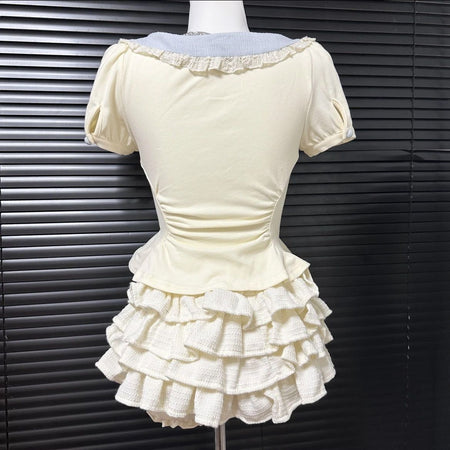 Girls Cake Dress Collar Two-Piece Set – Sweet Kids Outfit Nepal | Tudoholic