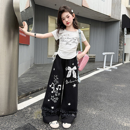 Girls Bowknot T-Shirt & Pants Two-Piece Set – Cute Kids Clothes Nepal | Tudoholic