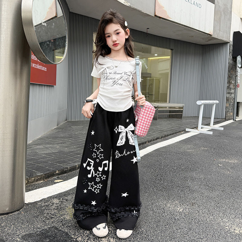Girls Bowknot T-Shirt & Pants Two-Piece Set – Cute Kids Clothes Nepal | Tudoholic