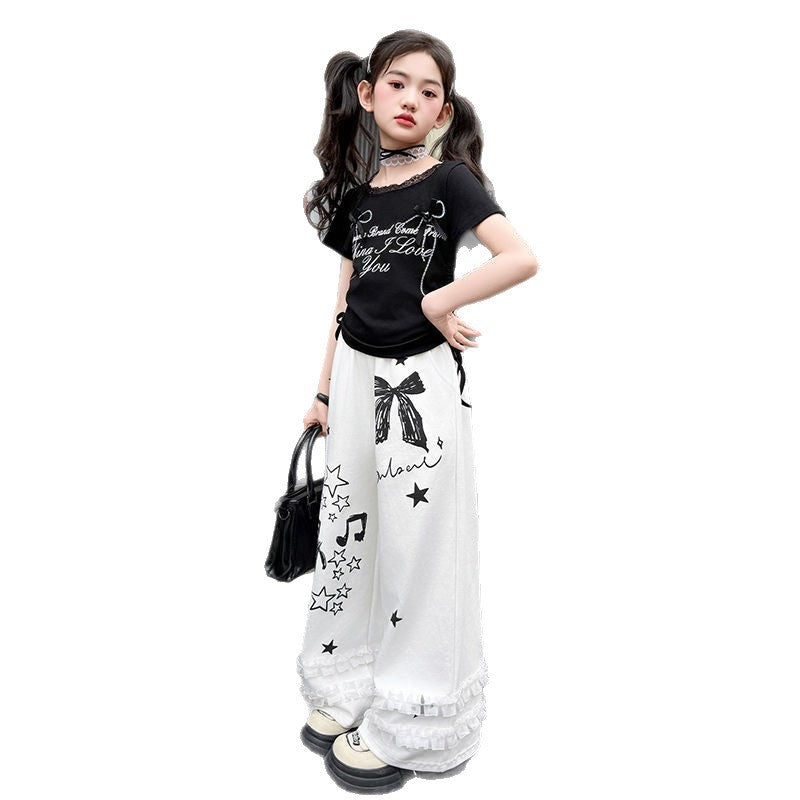 Girls Bowknot T-Shirt & Pants Two-Piece Set – Cute Kids Clothes Nepal | Tudoholic