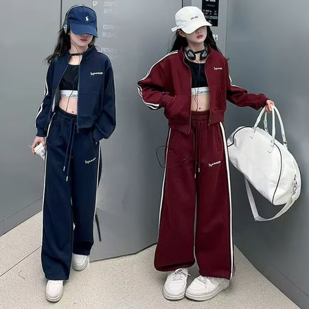 Girls Striped Jacket & Pants Set – Sporty Kids Fashion Nepal | Tudoholic