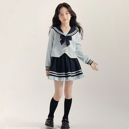 Girls JK Doll Collar Skirt Set – Preppy Kids Outfit Nepal | Tudoholic