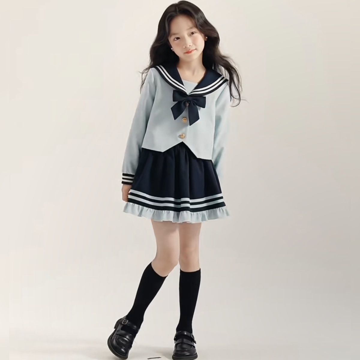 Girls JK Doll Collar Skirt Set – Preppy Kids Outfit Nepal | Tudoholic
