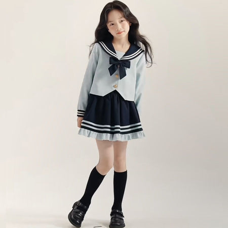 Girls JK Doll Collar Skirt Set – Preppy Kids Outfit Nepal | Tudoholic