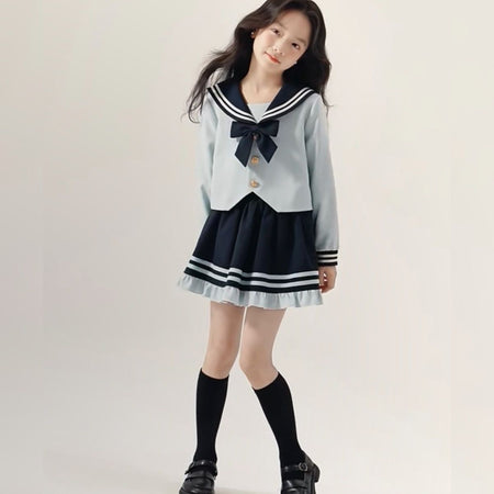 Girls JK Doll Collar Skirt Set – Preppy Kids Outfit Nepal | Tudoholic