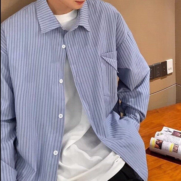 Men’s French Striped Lightweight Long Sleeve Shirt