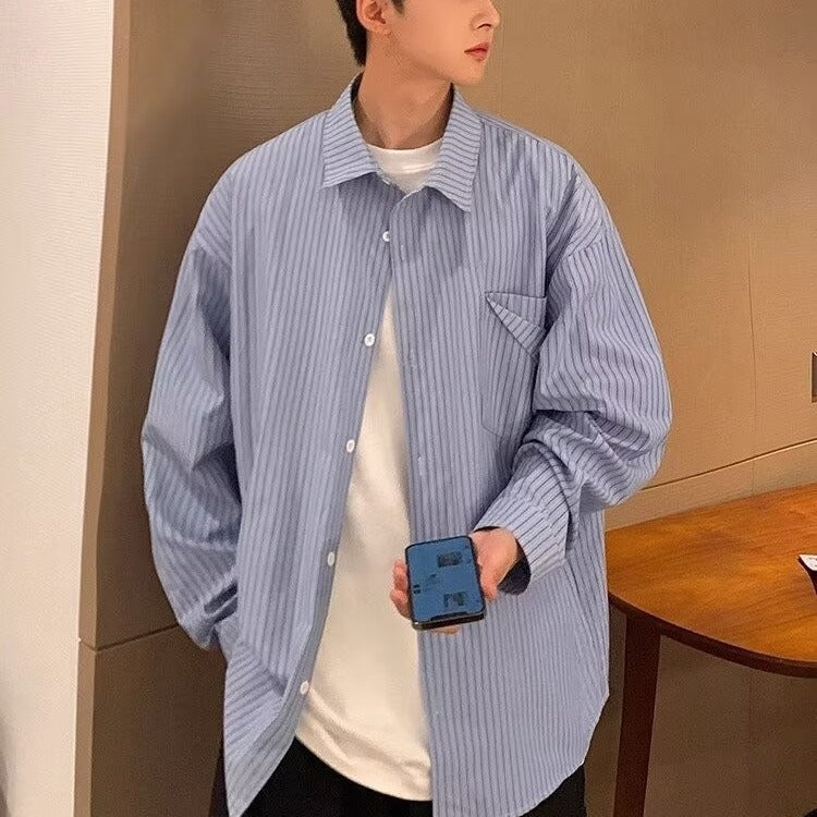 Men’s French Striped Lightweight Long Sleeve Shirt