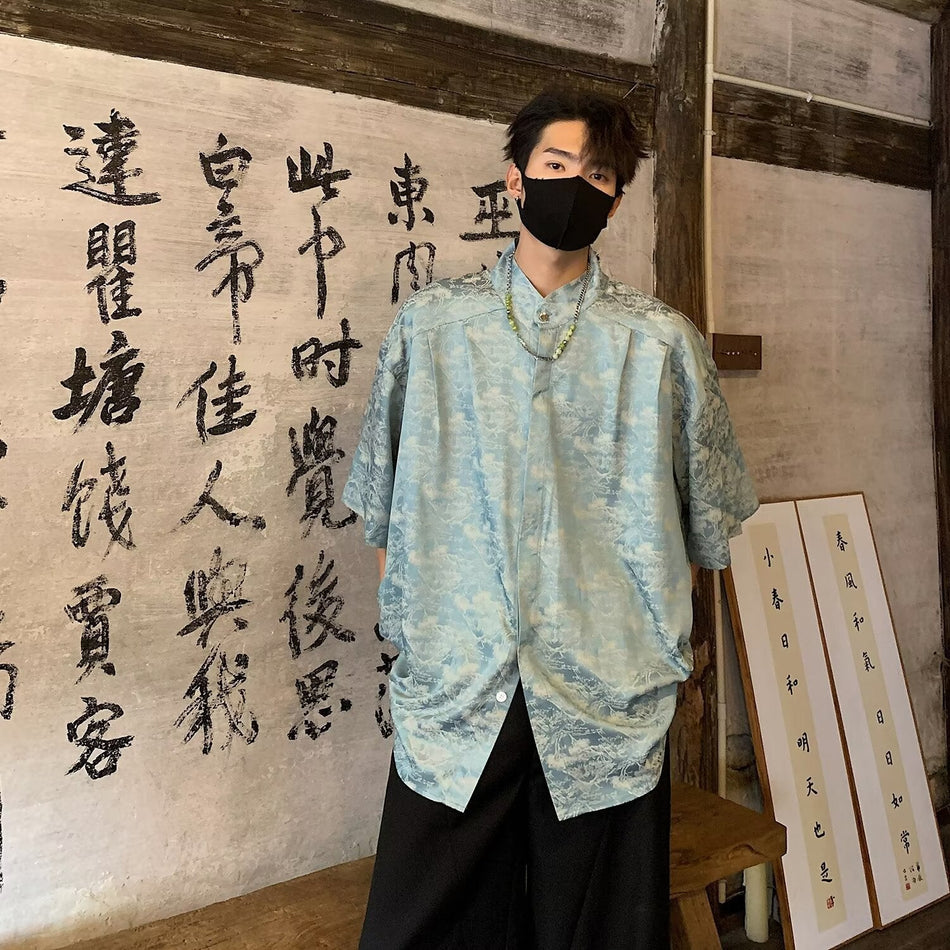 Men’s Ice Silk Chinese Style Summer Shirt
