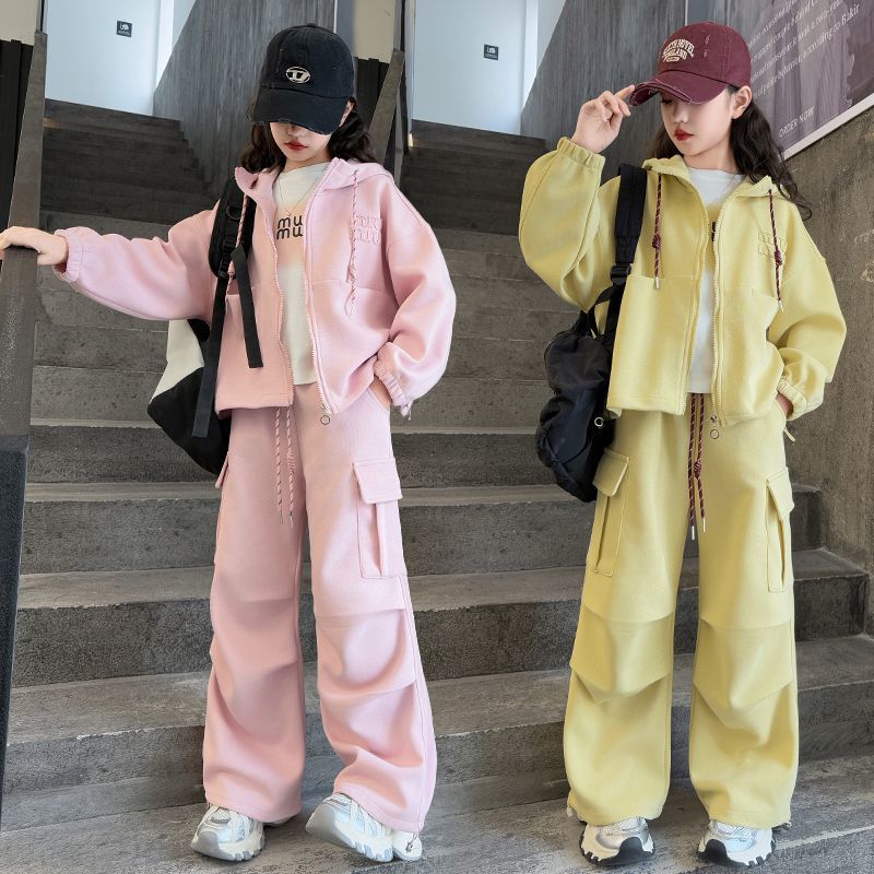 Girls Hooded Jacket & Pants Set
