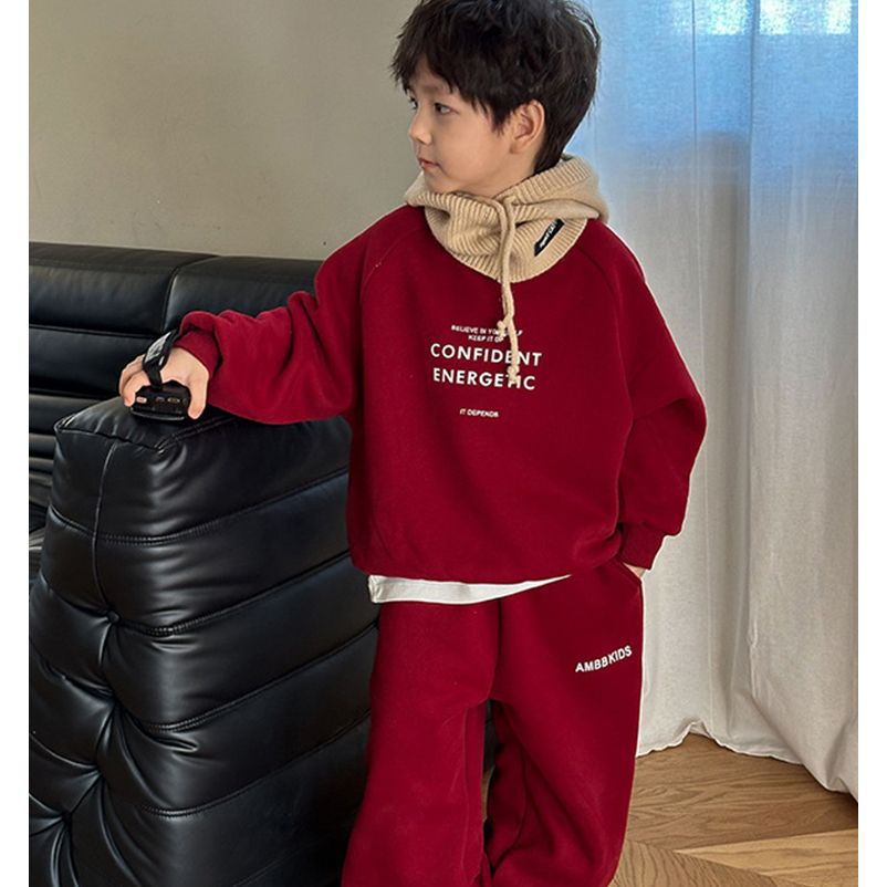 Boys Letter Pullover Sweatpants Set
